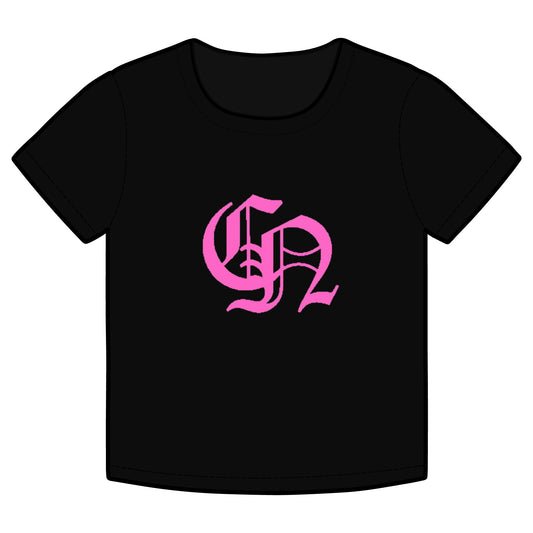 Organic Rib Baby Tee Dark Pink Logo