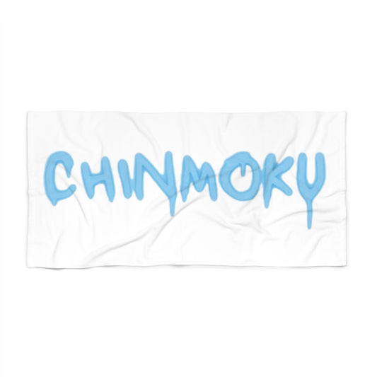White Beach Towel Blue Paint